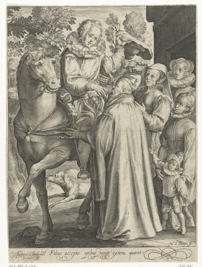 يتلقى الابن الضال ميراثه ويذهب في رحلة Filius Acceptis opibus Minor extera quaerit (العنوان على الكائن) قصة الابن الضال (عنوان المسلسل) بواسطة Assuerus van Londerseel