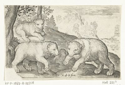 ثلاثة دببة Animalivm Qvadrvpedvm (عنوان المسلسل) الحيوانات في المناظر الطبيعية (عنوان السلسلة) بواسطة نيكولايس دي بروين