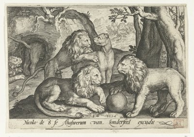 أسود Animalivm Qvadrvpedvm (عنوان المسلسل) الحيوانات في المناظر الطبيعية (عنوان السلسلة) بواسطة نيكولايس دي بروين
