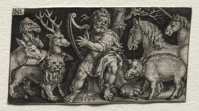 أورفيوس الساحرة للحيوانات ، 1594. بواسطة نيكولايس دي بروين