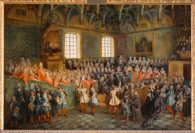 جلسة المحكمة (Lit de Justice) التي عقدت في البرلمان في 22 من فبراير 1723 ... بواسطة نيكولاس (المرتبط بـ) لانكريت