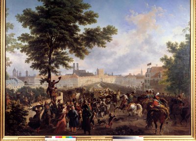 مدخل الجيش الفرنسي بقيادة الإمبراطور نابليون بونابرت (1769-1821) في ميونيخ ، لوحة 24/10/1805 لنيكولاس أنطوان توناي (1755-1830) القرن التاسع عشر. خافت. 1،8x2،2 م. بواسطة نيكولاس أنطوان توناي