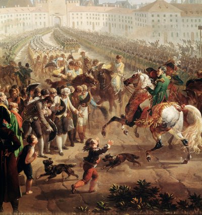 دخل الجيش الفرنسي ، بقيادة نابليون بونابرت ، ميونيخ في 24 أكتوبر 1805 (رسم تفصيلي بواسطة نيكولاس أنطوان توناي