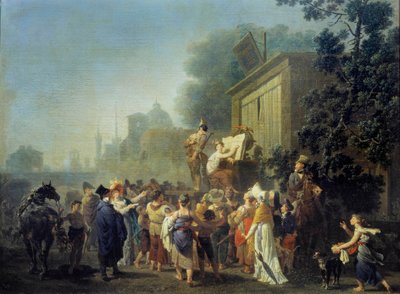 الكوميديون المتنقلون ، مسرح الجنون رسم نيكولاس توناي (1755-1830) ريمس القرن التاسع عشر ، متحف الفنون الجميلة بواسطة نيكولاس أنطوان توناي