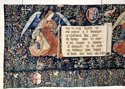 تعليق الوحي (1373-1383) ملائكة تحمل أدوات الآلام. نسيج لنيكولاس باتاي (1330-1405) بواسطة نيكولاس باتايل
