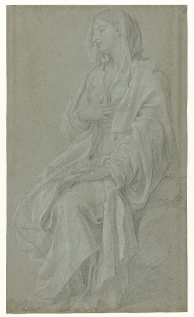 مادونا جالسة بواسطة Eustache Lesueur (رفض الإسناد)