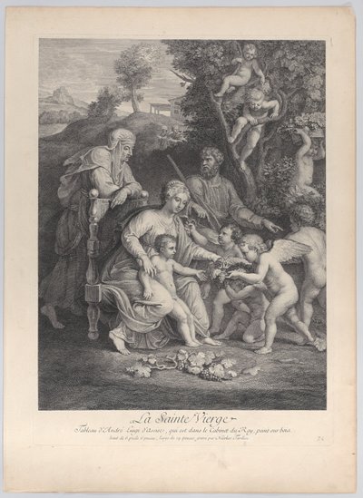 العائلة المقدسة مع القديسة اليصابات والملائكة ح. 1729. ، كاليفورنيا. 1729. بواسطة نيكولا هنري تارديو