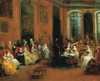 حفلة موسيقية في فندق بيير كروزات بباريس ، 1719-20 (زيت على قماش) بواسطة نيكولاس لانكريت