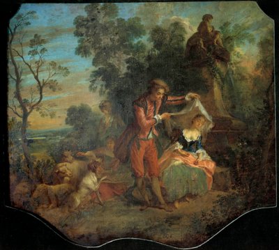 مشهد راعي غنم غير حكيم يصور راعيًا شابًا يرفع الحجاب الذي ينام تحته راعي صغير. رسم نيكولا لانكرت (1690-1743). القرن الثامن عشر. 0.84 × 0.95 م. جولات متحف الفنون الجميلة بواسطة نيكولاس لانكريت