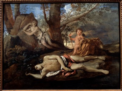رسم صدى ونرجس للأسطورة التي ألهمت Ovide في "" Les Metamorphoses "لوحة لنيكولا بوسان (1594-1665) القرن السابع عشر الشمس. 0،74 × 1 م باريس ، بواسطة نيكولاس بوسين