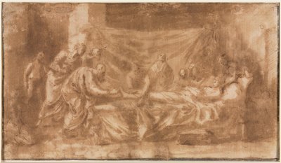 المستقيم المتطرف ، ثلاثة رؤوس ورسومات تخطيطية أخرى ، 1643-1644. بواسطة نيكولاس بوسين