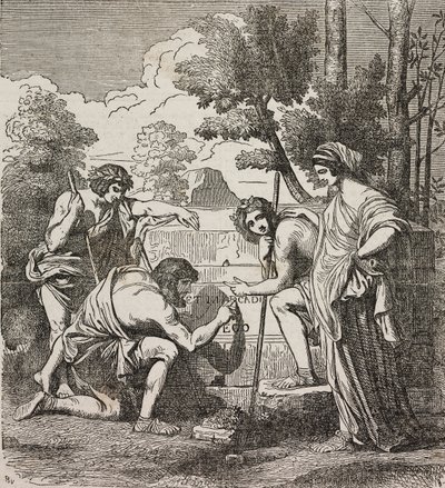 رعاة أركاديا ، بعد رسم نيكولا بوسين ، رسم توضيحي من المسرح العالمي ، المجموعة الموسوعية والسينوغرافية ، العدد 512 ، 4 مايو بواسطة نيكولاس بوسين