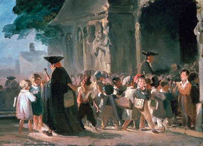 الأطفال عند باب الكنيسة ، c1817-1845. بواسطة الكسندر جبرائيل (بعد) ديكامبس