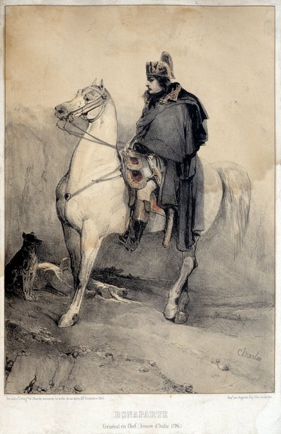 صورة الفروسية لنابليون الأول بونابرت (1769-1821) القائد العام للجيش الإيطالي بواسطة الكسندر جبرائيل (بعد) ديكامبس