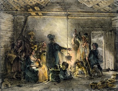 داخل كوخ عمال مناجم الفحم ، محفور من قبل Godefroy Engelmann (1788-1839) 1829 بواسطة الكسندر جبرائيل (بعد) ديكامبس