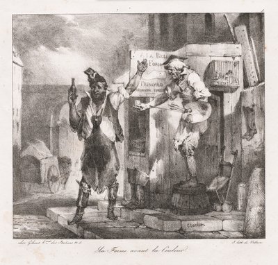 اسكتشات الطباعة الحجرية بواسطة Charlet: الشكل قبل اللون ، 1823. بواسطة الكسندر جبرائيل (بعد) ديكامبس