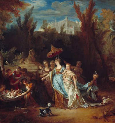 تفاصيل لوحة "موسى ينقذ الماء" ". لوحة نيكولا دي لارجيليير (1656-1746) بواسطة نيكولاس دي لارجيليير