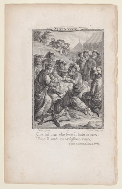 كانتو 39 ، غرفة 57 ، من أورلاندو فوريوسو ، 1774 ، 1774. بواسطة نيكولاس دي لوناي