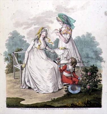 فتى يرتدي المؤخرات وفساتين قماش قطني من "معرض الموضة" بقلم ن. هايدلوف ، سبتمبر 1795 (نقش ملون) بواسطة نيكولاس فون هايدلوف