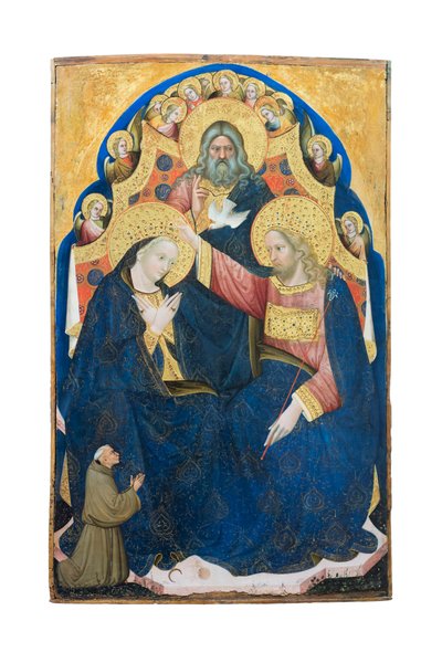 تتويج العذراء مع مانح الرهبنة الفرنسيسكانية ، نيكولو دي بيترو ، نشط في البندقية 1394-1427 (تمبرا على الخشب) بواسطة نيكولي دي بيترو