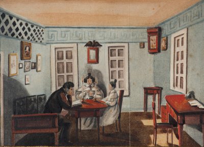 نيكيتا مورافيوف مع ابنته صوفيا في المنفى في مقاطعة إيركوتسك ، 1837 بواسطة نيكيتا ميخائيلوفيتش مورافيوف