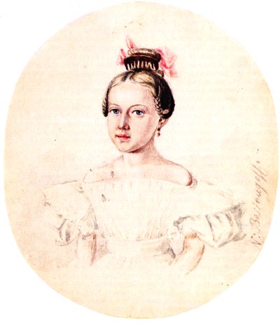 أولغا أنينكوفا من بورتريه ، ابنة Decembrist Iwan Annenkow ، 1836 بواسطة نيكولاي ألكسندروفيتش بستوزهيف