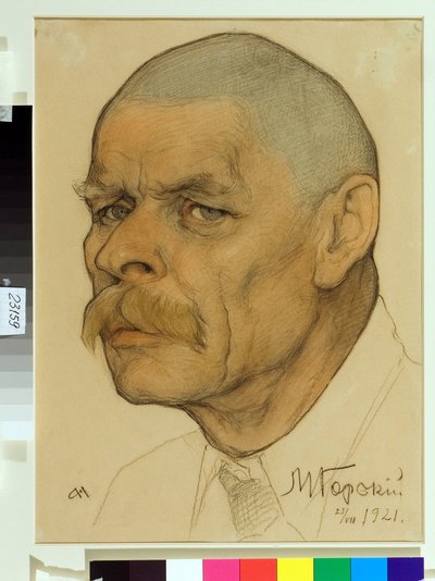 صورة للكاتب الروسي ماكسيم غوركي (1868-1939) - عمل لنيكولاي أندريفيتش أندرييف (1873-1932) ، دم وطباشير على ورق (32.6 × 24.3 سم) بواسطة نيكولاي أندرييفيتش أندرييف