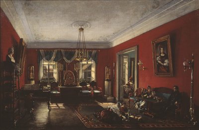 غرفة الرسم في Nashchokin House في موسكو ، أوائل أربعينيات القرن التاسع عشر بواسطة نيكولاي إيفانوفيتش بودكليوشنيكوف