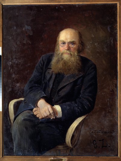 صورة شخصية للمؤلف نيكولاي ن. زلاتوفراتسكي (1845-1911) (صورة شخصية للمؤلف إن إن زلاتوفراتسكي). لوحة لنيكولاي كارلوفيتش غراندكوفسكي (1864-1907) ، زيت على قماش بواسطة نيكولاي كارلوفيتش غراندكوفسكي