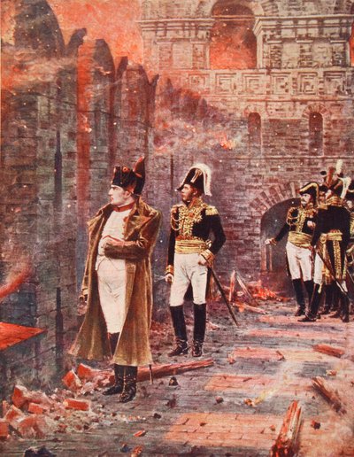 نابليون يراقب حريق موسكو ، توضيح من "تاريخ الأمم في هاتشينسون" ، ج .1910 بواسطة Nikolai Stepanovich Vereshchagin
