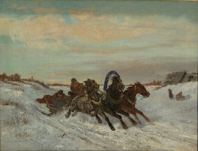 الترويكا على طريق الشتاء ، نهاية 1860s - أوائل 1870s بواسطة نيكولاي إيجوروفيتش سفيرشكوف
