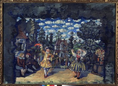 فندق في جرين بول. ديكور تحضيري لمسرحية "الهولندية ليزا" لميخائيل كوزمين (1875-1936). عمل نيكولاي نيكولايفيتش سابونوف (سابونوف) (1880-1912) ، تمبرا على كرتون بواسطة نيكولاي نيكولاييفيتش سابونوف
