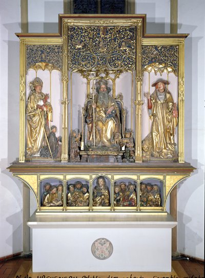 مجموعة منحوتات خشبية ، من Isenheim Altarpiece ، c.1490 (خشب مذهب) بواسطة نيكولاس هاجينوير