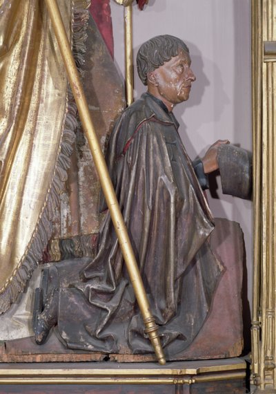 Isenheim Altarpiece ، تفاصيل القديس أوغسطين لجان دورلير ، مانح ، طلاء ذهبي على الخشب 1490 بواسطة نيكولاس هاجينوير