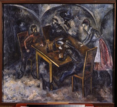 في حانة (في حانة) - لوحة لنيكولاي فلاديميروفيتش سينيزوبوف (نيكولاس سينزوبوف) (1891-1956) ، زيت على قماش بواسطة نيكولاي فلاديميروفيتش سينيزوبوف