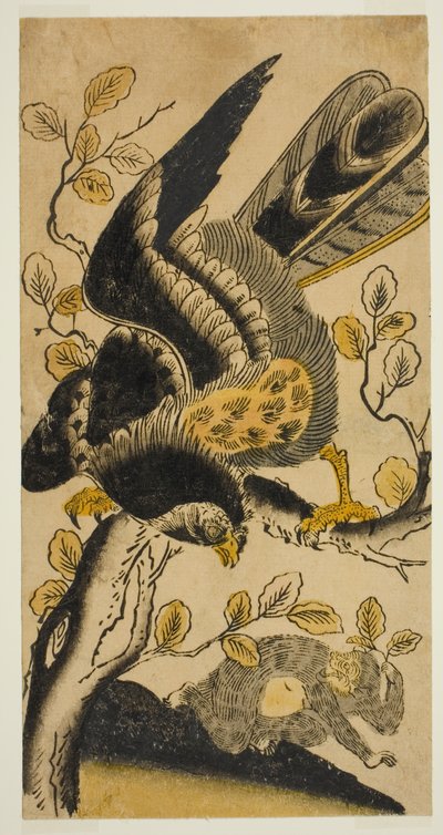 النسر والقرد بواسطة Nishimura Shigenaga