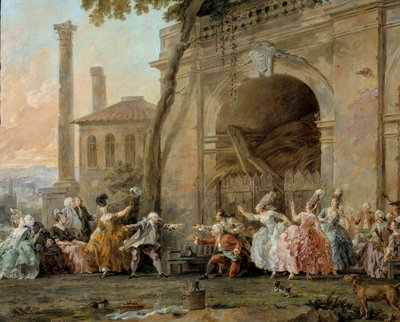 Colin-aillard ، تفاصيل لاعبي Colin aillard. لوحة لعيد الميلاد هالي (1711-1781) ، حوالي 1770-1780. زيت على قماش. أميان ، متحف دي بيكاردي بواسطة نويل هاله