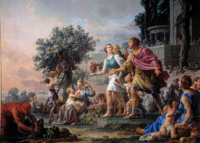 ليبرالية Cimon الأثيني دعوة الناس لأخذ ثمار حديقتهم. لوحة لعيد الميلاد هالي (1711-1781) بواسطة نويل هاله