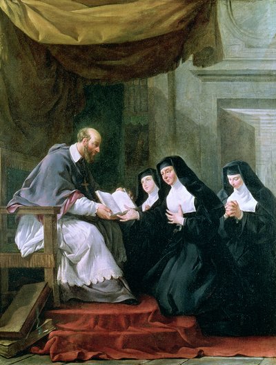 سانت فرانسوا دي ساليس (1567-1622) منح قاعدة الزيارة للقديس جان دي شانتال (1572-1641) بواسطة نويل هاله