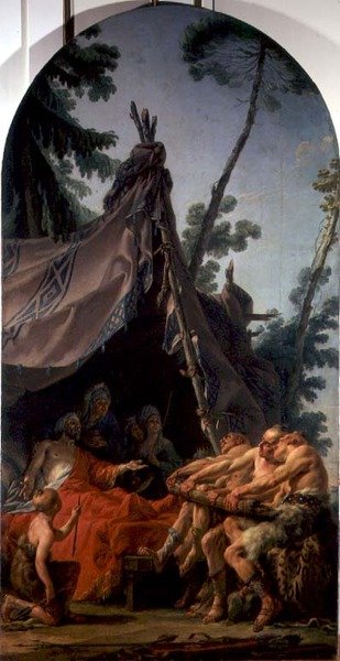 ملك سيثيا على فراش الموت يتوسل أبناءه للتصالح ، حوالي عام 1767 (زيت على قماش) بواسطة نويل هاله