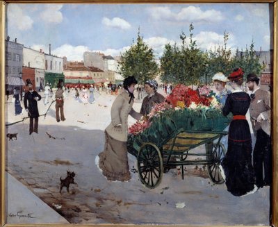 بائع زهور في Boulevard Rochechouart في باريس (Marche de la Madeleine). لوحة نوربرت جوينوت (1854-1894) بواسطة نوربرت جوينوت