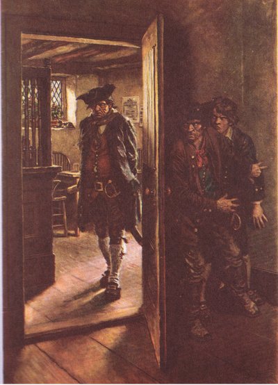 كنا مختبئين بالباب المفتوح ، من Treasure Island الذي نشره MacDonald 1947 (لون ليثو) بواسطة نورمان ميلز السعر