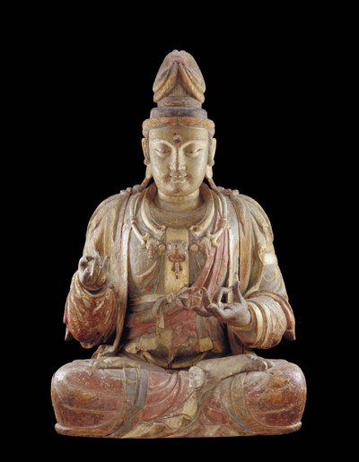 The Bodhisattva Guanyin (خشب ، جيسو ، أصباغ معدنية وذهب) بواسطة مدرسة اسرة سونغ الشمالية الصينية