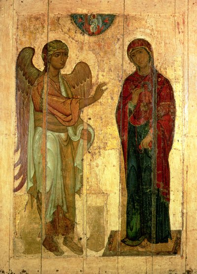 البشارة أوستيوج ، c.1130-40 (درجة الحرارة على اللوحة) بواسطة مدرسة نوفغورود