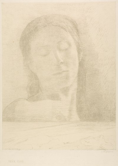 عيون مغلقة بواسطة Odilon Redon
