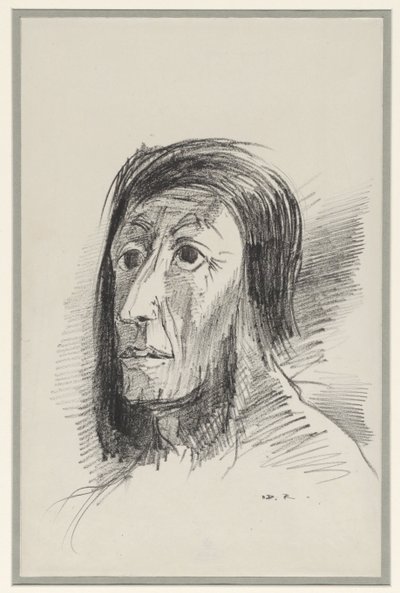 شعر أسود مؤطر الرأس بعيون مفتوحة على مصراعيها بواسطة Odilon Redon