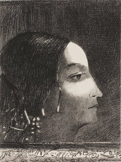 درامية وعظيمة مع وجهها مثل كاهنة الكاهنة بواسطة Odilon Redon