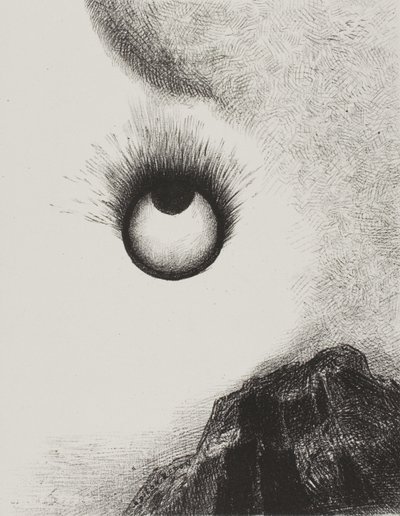 في كل مكان مقل العيون مشتعلة ، اللوحة 9 من The Temptation of Saint Anthony (السلسلة الأولى) بواسطة Odilon Redon