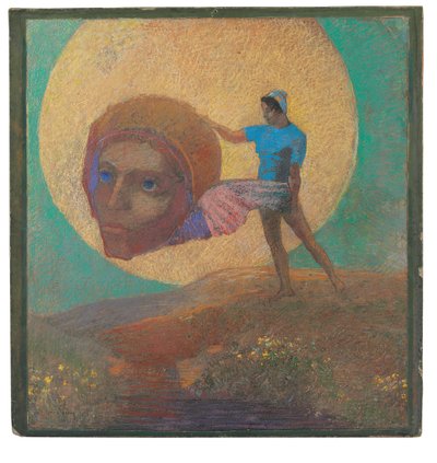 شخصية تحمل رأس مجنح (سقوط lcare) بواسطة Odilon Redon
