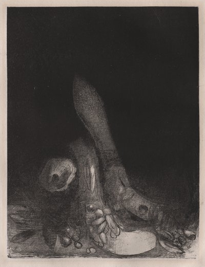 سقوط الزهور وظهور رأس ثعبان بواسطة Odilon Redon